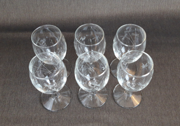 Lot de 6 verres gravés / Apéritifs / n°8232