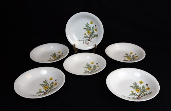 Lot de 6 assiettes creuses vintages MOBIL n°8639