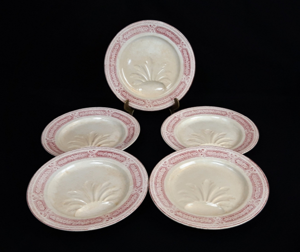 Lot de 5 anciennes assiettes a asperge Bordeaux n°8832