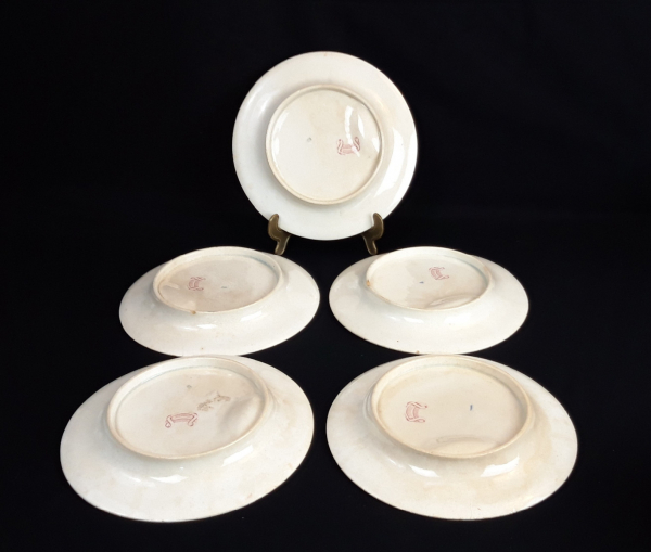 Lot de 5 anciennes assiettes a asperge Bordeaux n°8832