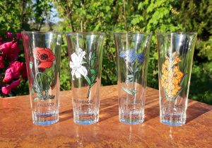 Lot de 4 verres vintages Fleurs n°2801