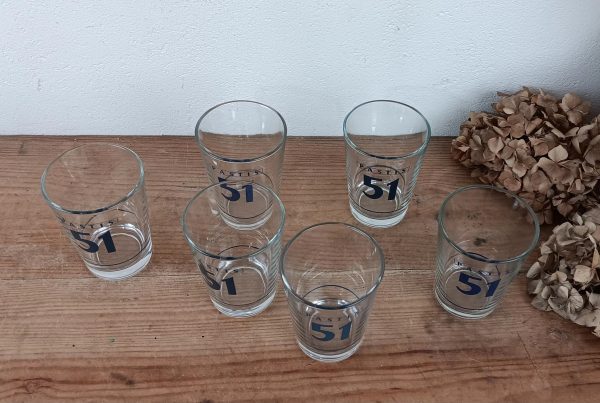 Lot de 6 verres vintages Pastis 51 n°10249