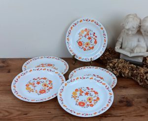 Lot de 5 assiettes vintages Arcopal orange n°10262