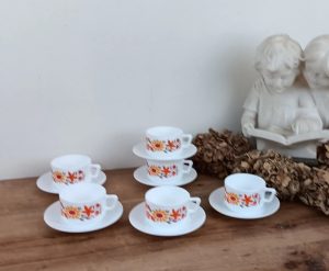 Lot de 6 tasses vintages Arcopal Orange n°10263