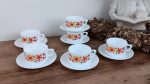 Lot de 6 tasses vintages Arcopal Orange n°10263