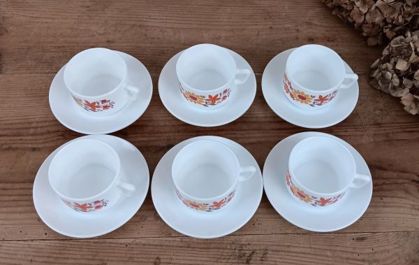 Lot de 6 tasses vintages Arcopal Orange n°10263