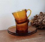 Lot de 2 tasses vintages Duralex verre ambré n°10281