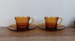 Lot de 2 tasses vintages Duralex verre ambré n°10281