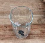 Vase vintage en verre / Rose en étain n°10324