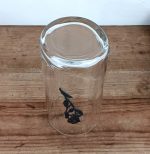 Vase vintage en verre / Rose en étain n°10324