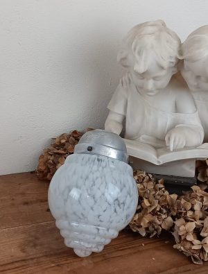 Lustre vintage / Abat jour en verre moucheté n°10430