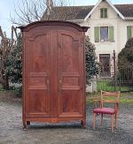 Ancienne armoire Louis XV en noyer avec incrustations n°10498