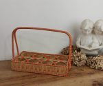 Panier a verres vintage en rotin n°10605