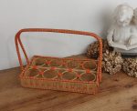 Panier a verres vintage en rotin n°10605