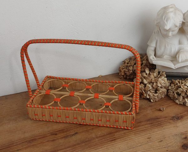 Panier a verres vintage en rotin n°10605