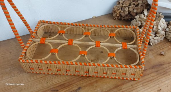 Panier a verres vintage en rotin n°10605