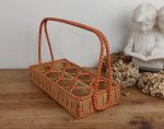 Panier a verres vintage en rotin n°10605