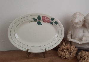 Plat ovale vintage Faïence HBCM François n°10827