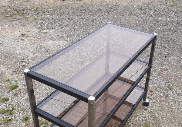 Desserte vintage / Verre fumé / Chrome n°10834
