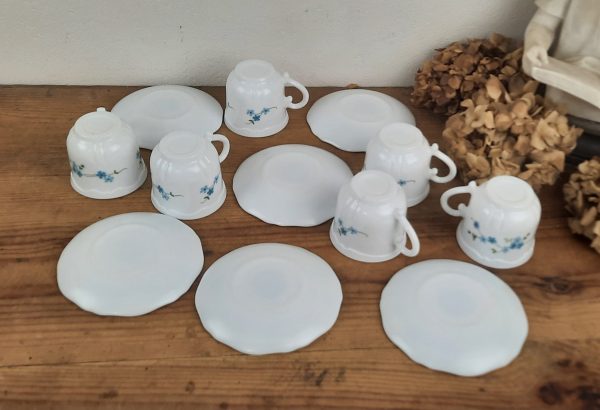 Lot de 6 tasses vintages Arcopal Myosotis n°10825