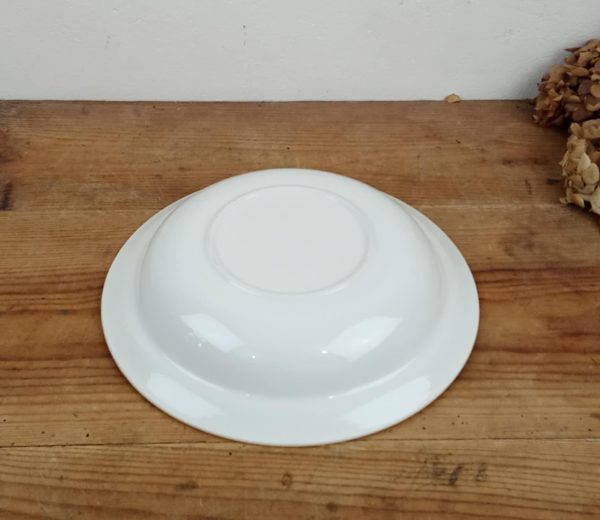 Plat vintage en faïence / jaune et blanc / n°10872
