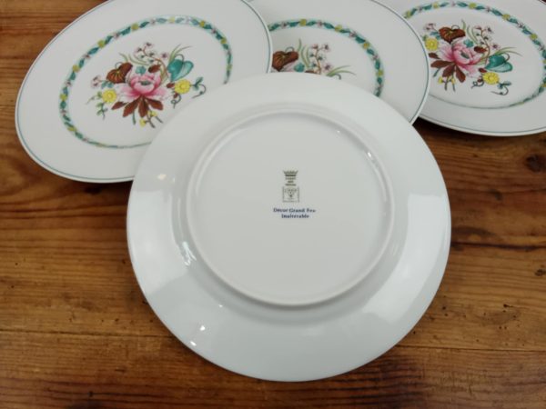 Lot 6 assiettes plates en porcelaine / Berry / Ispahan / n°10859