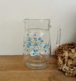 Pichet vintage en verre / Myosotis / n°10854