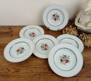 Lot 6 assiettes plates en porcelaine / Berry / Ispahan / n°10860