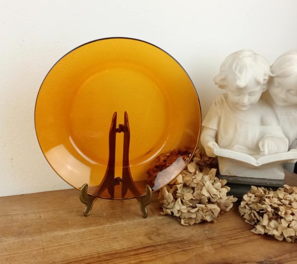 Plat vintage / Verre ambré / n°10849