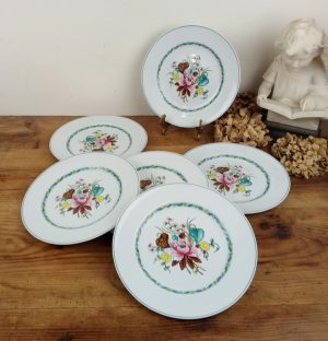 Lot 6 assiettes plates en porcelaine / Berry / Ispahan / n°10859