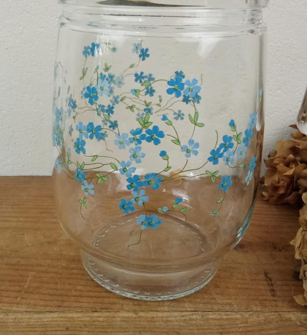 Pichet vintage en verre / Myosotis / n°10854