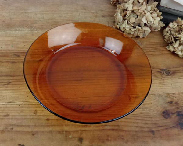 Plat vintage / Verre ambré / n°10849