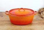 Cocotte vintage en fonte orange n°14082