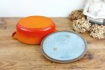 Cocotte vintage en fonte orange n°14082