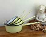 Série de 4 casseroles vintages en tôle émaillée n°14080