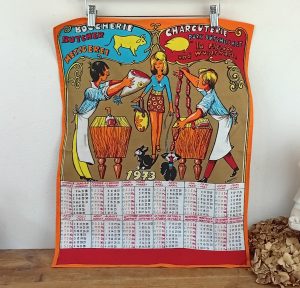 Torchon / calendrier 1973 / vintage / n°14089
