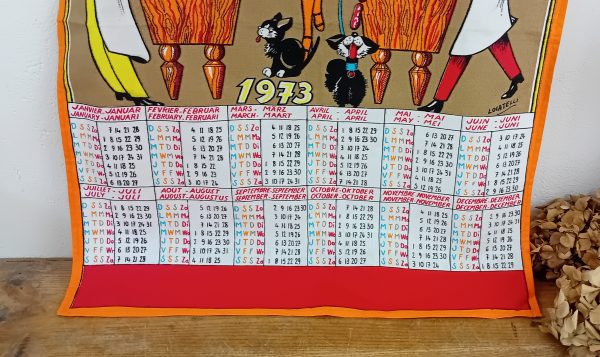 Torchon / calendrier 1973 / vintage / n°14089