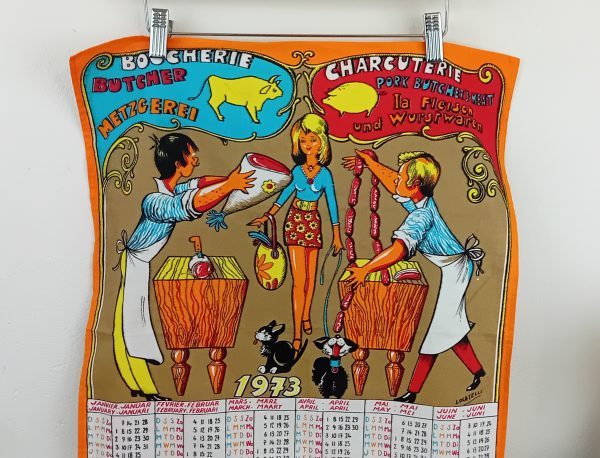 Torchon / calendrier 1973 / vintage / n°14089