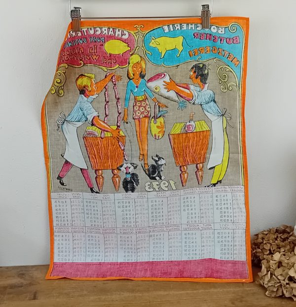 Torchon / calendrier 1973 / vintage / n°14089