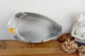 Grand plat vintage / Oie / Barbotine / n°11109