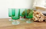 Lot de 4 verres verts vintages / Suède / n°11116