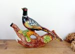 Bouteille vintage en barbotine / Garnier / Faisan / n°11129