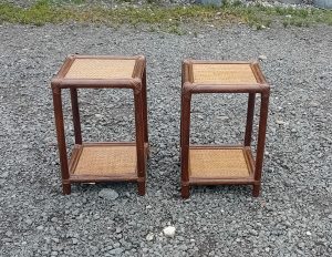 Paire de guéridons ou chevets vintages en rotin n°11142 // Réservés //