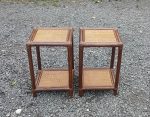Paire de guéridons ou chevets vintages en rotin n°11142 // Réservés //