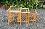 Tables gigognes vintages en rotin n°11300
