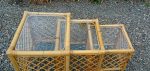 Tables gigognes vintages en rotin n°11300