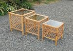 Tables gigognes vintages en rotin n°11300