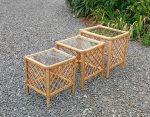 Tables gigognes vintages en rotin n°11300