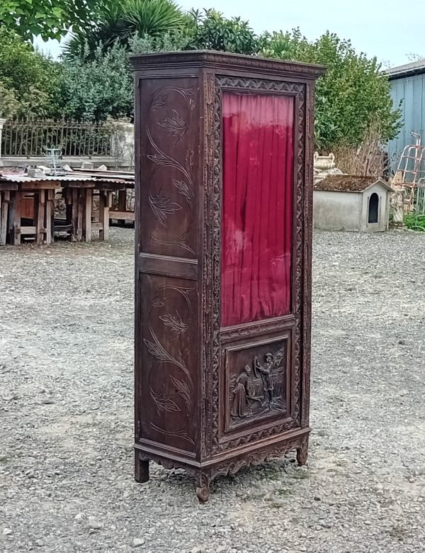 Ancienne vitrine Béarnaise en chêne n°11411