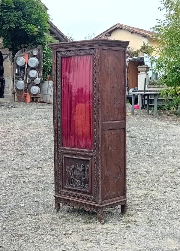 Ancienne vitrine Béarnaise en chêne n°11411